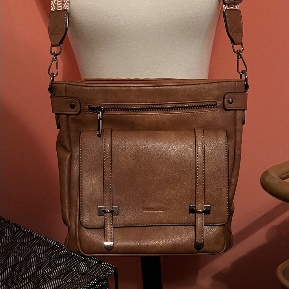 Roulens Brown Leather Crossbody Bag